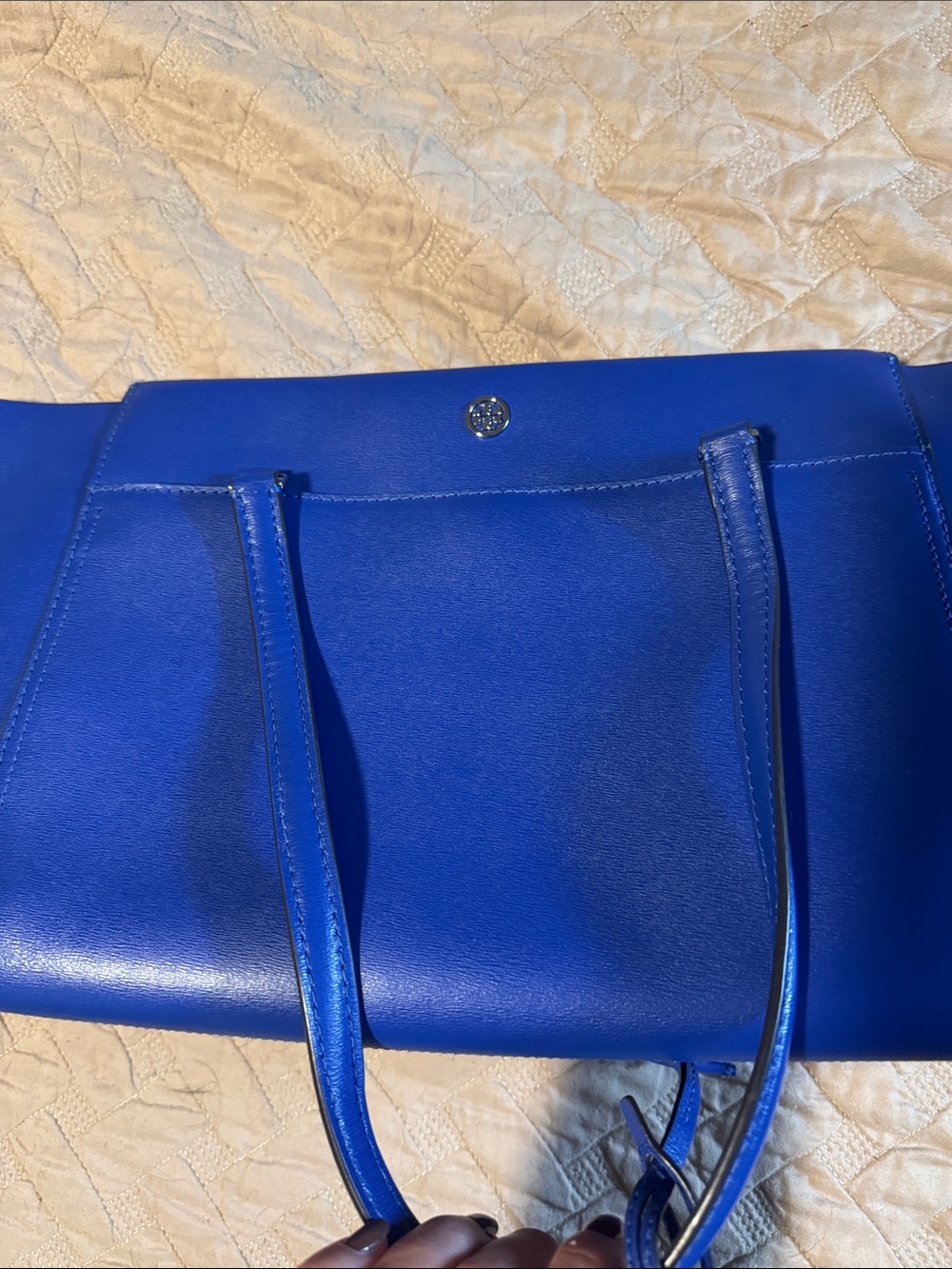 Tory Burch Electric Blue Leather Tote - Picture 4 of 6